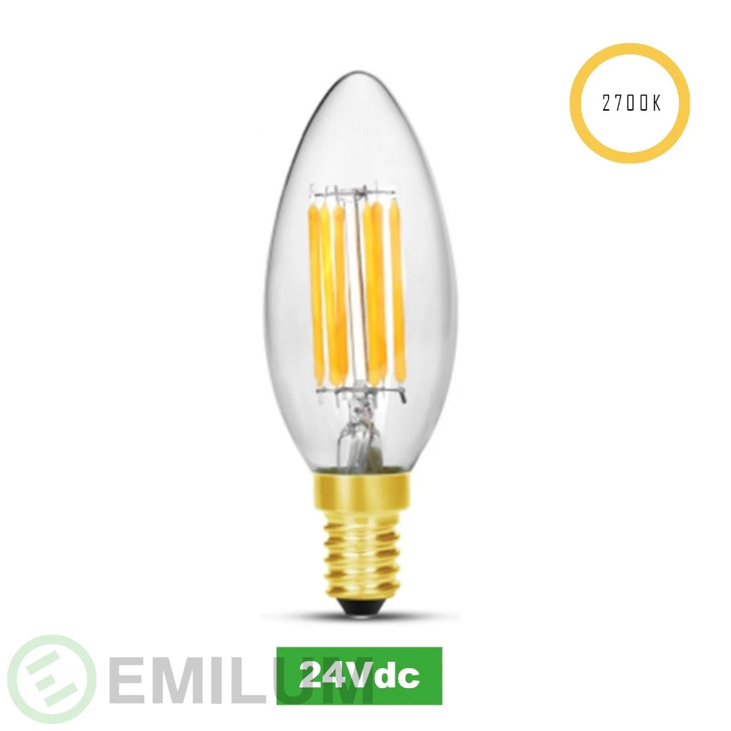 LED-Filament Kerze, 24V, 5W, 2700K, E14 (Adapter E27)