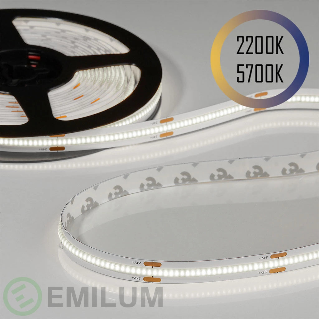 Flex COB CCT LED-Streifen 24V, 14W, 2200K/5700K, CRI90, 604LED, IP20, 10mm